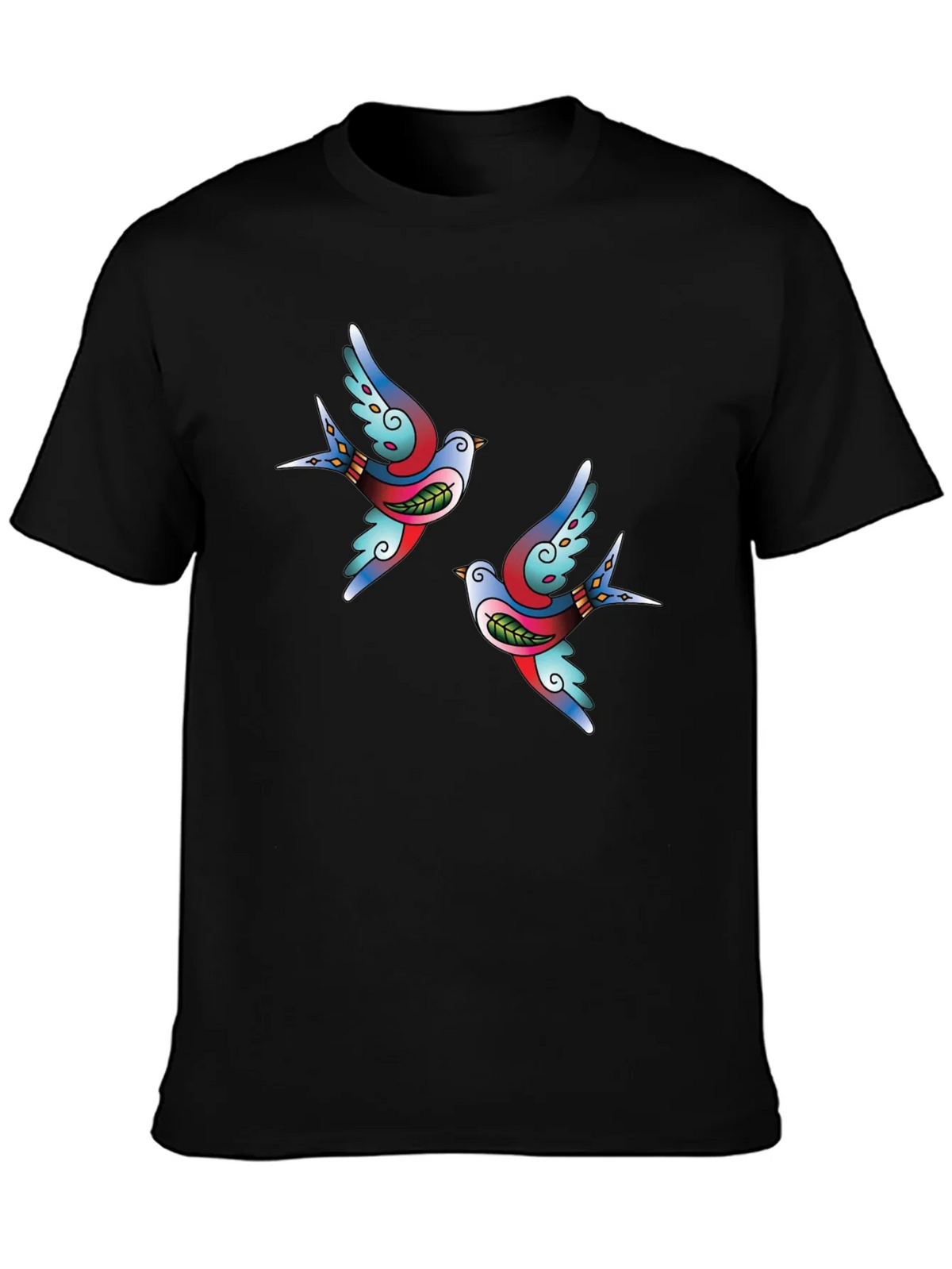 Swallow Tattoo Graphic Black T-Shirt product image 6