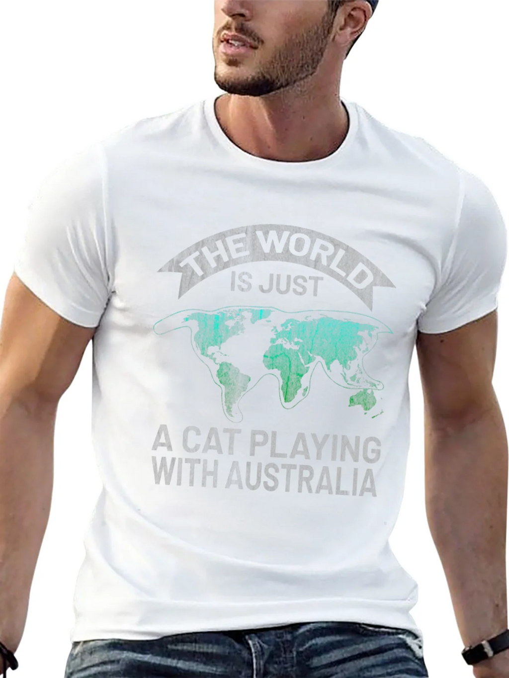 The World is Just a Cat Playing with Australia T-Shirt product image 4