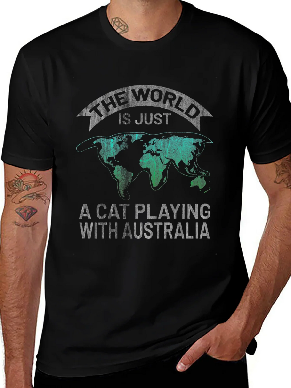 The World is Just a Cat Playing with Australia T-Shirt product image 1