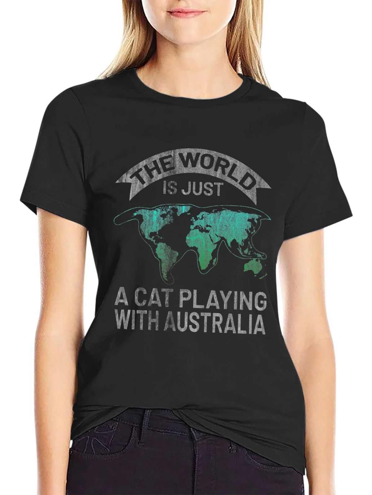 The World is Just a Cat Playing with Australia T-Shirt product image 5