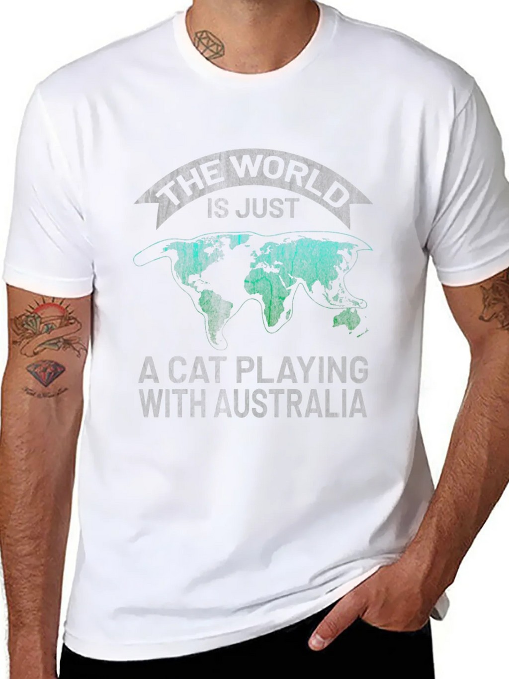 The World is Just a Cat Playing with Australia T-Shirt product image 10