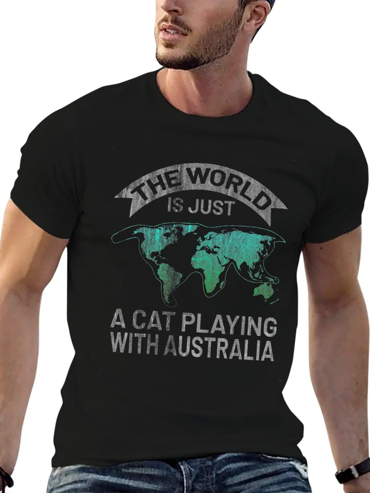 The World is Just a Cat Playing with Australia T-Shirt product image 9