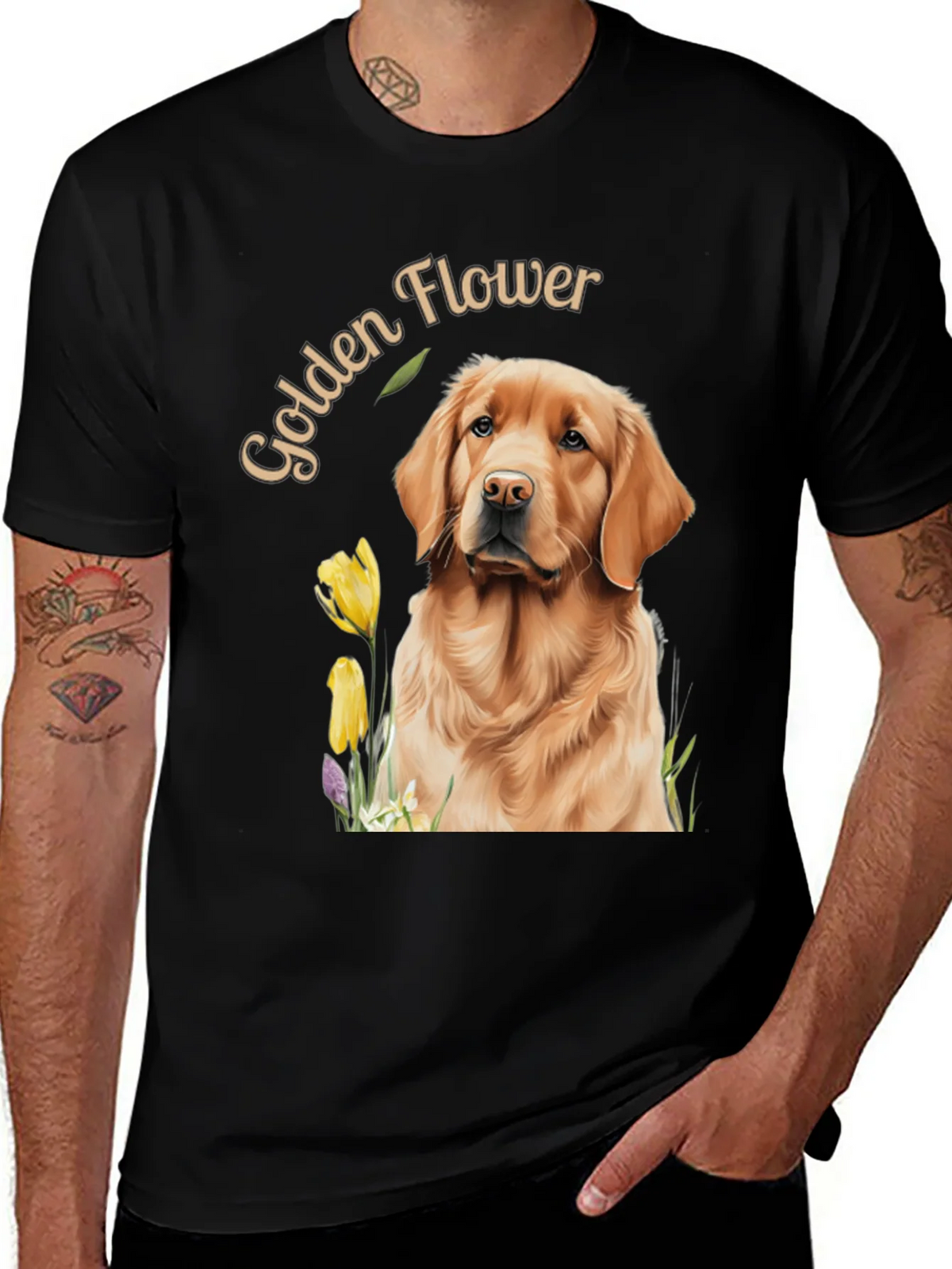 Golden Flower Dog Graphic Tee product image 1