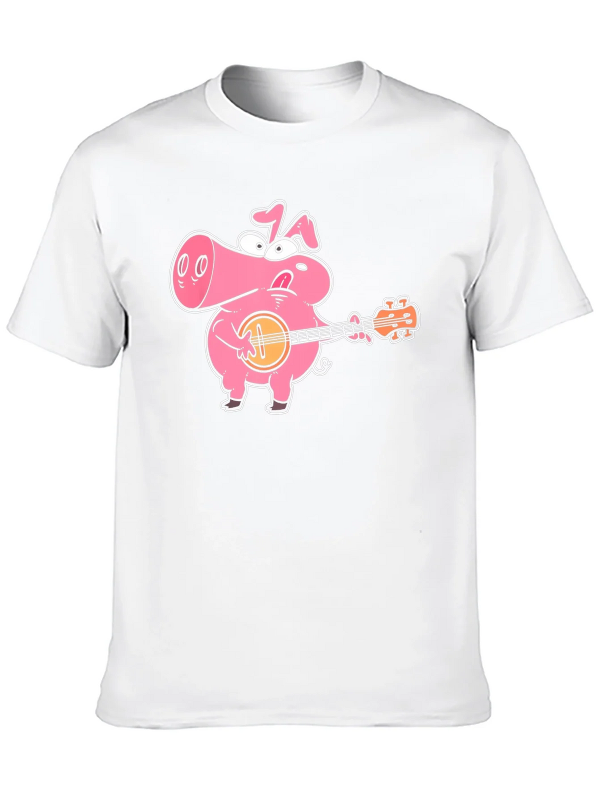 Pig Playing Banjo Graphic T-Shirt - Black Cotton Tee product image 12