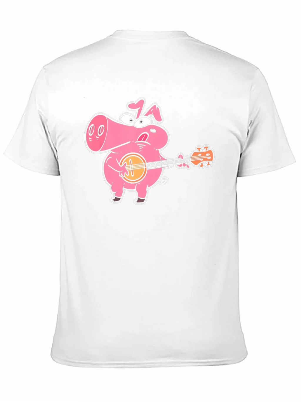 Pig Playing Banjo Graphic T-Shirt - Black Cotton Tee product image 2