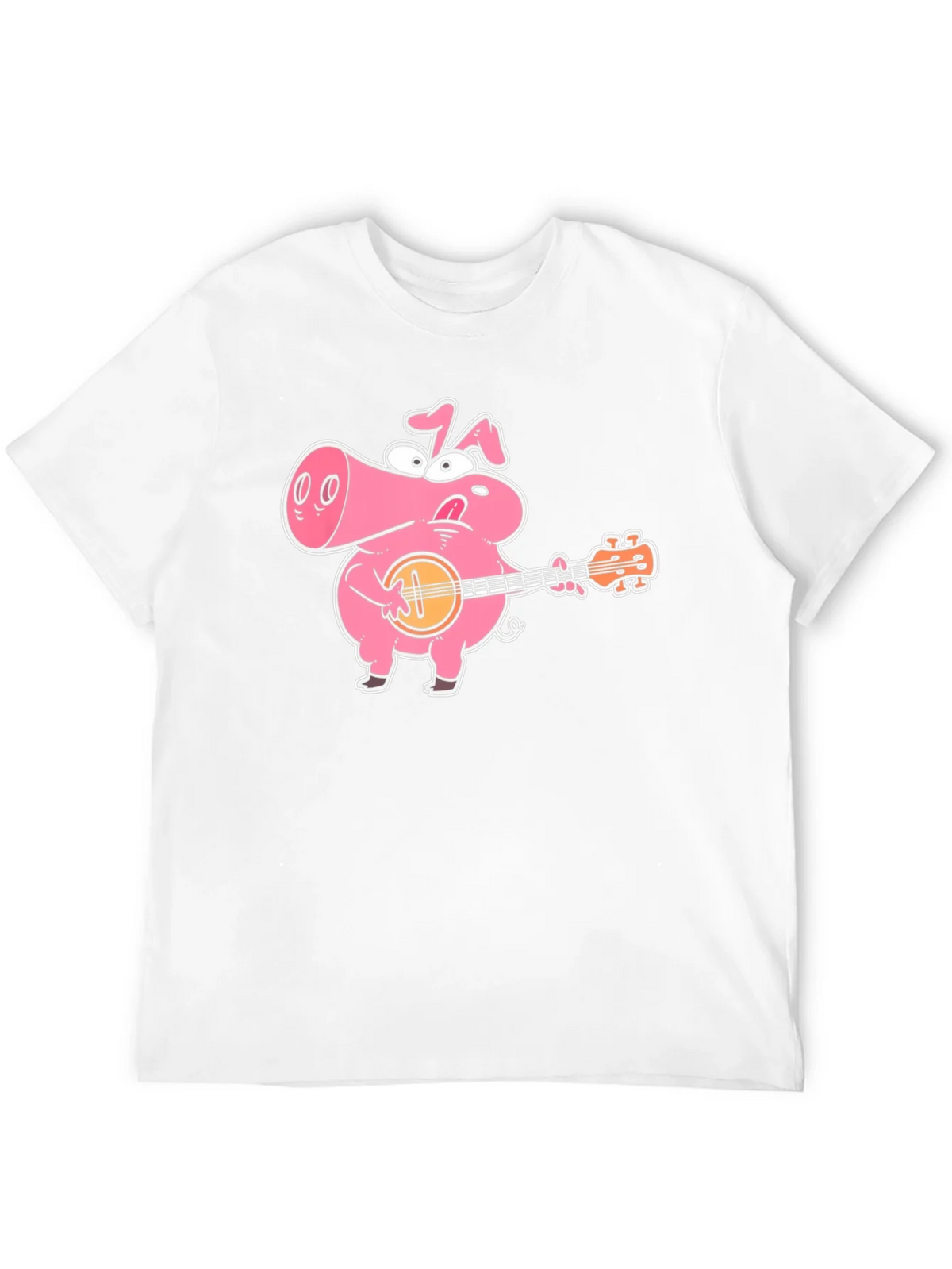 Pig Playing Banjo Graphic T-Shirt - Black Cotton Tee product image 3