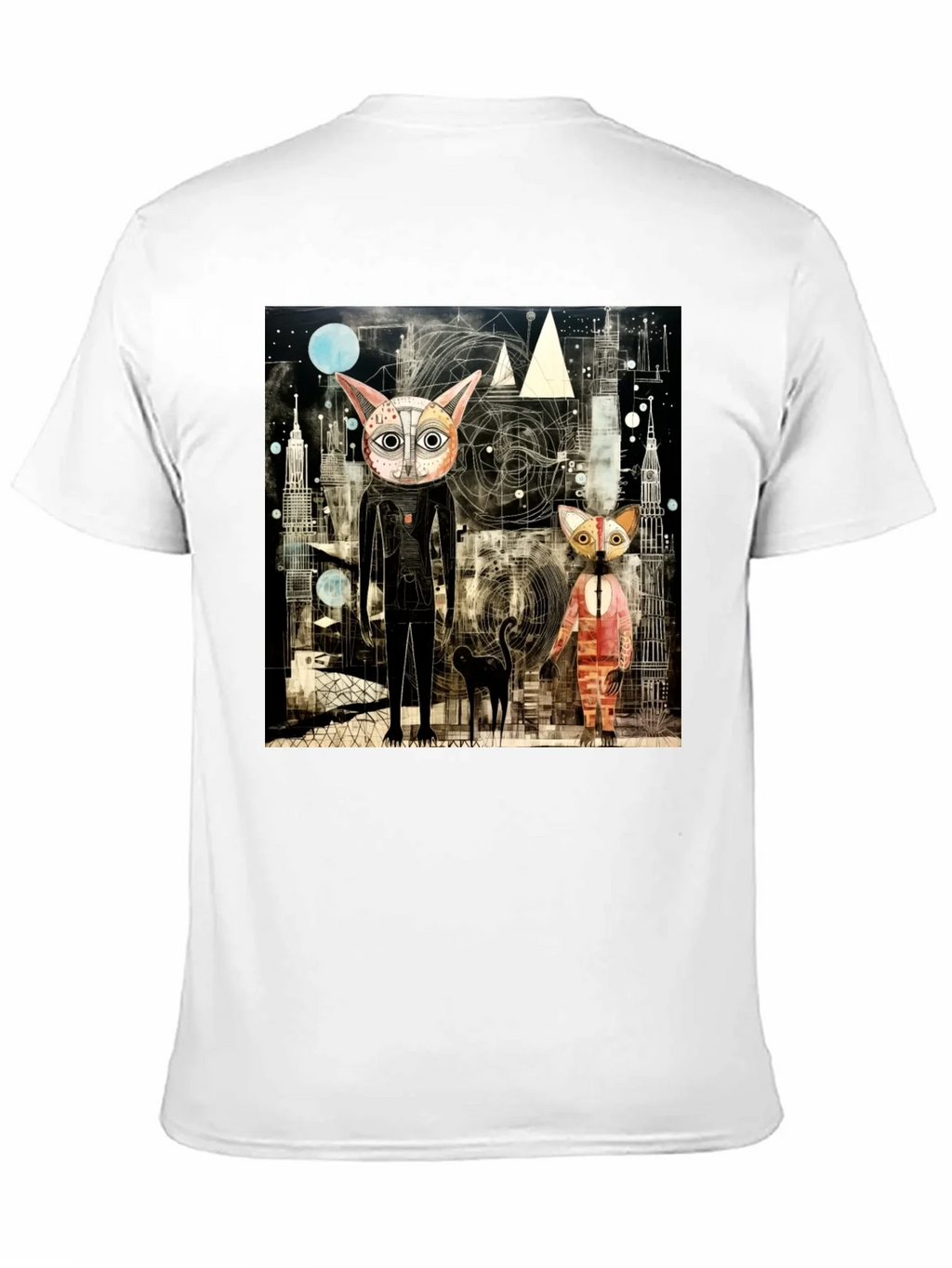 Abstract Cat Print Black T-Shirt product image 2