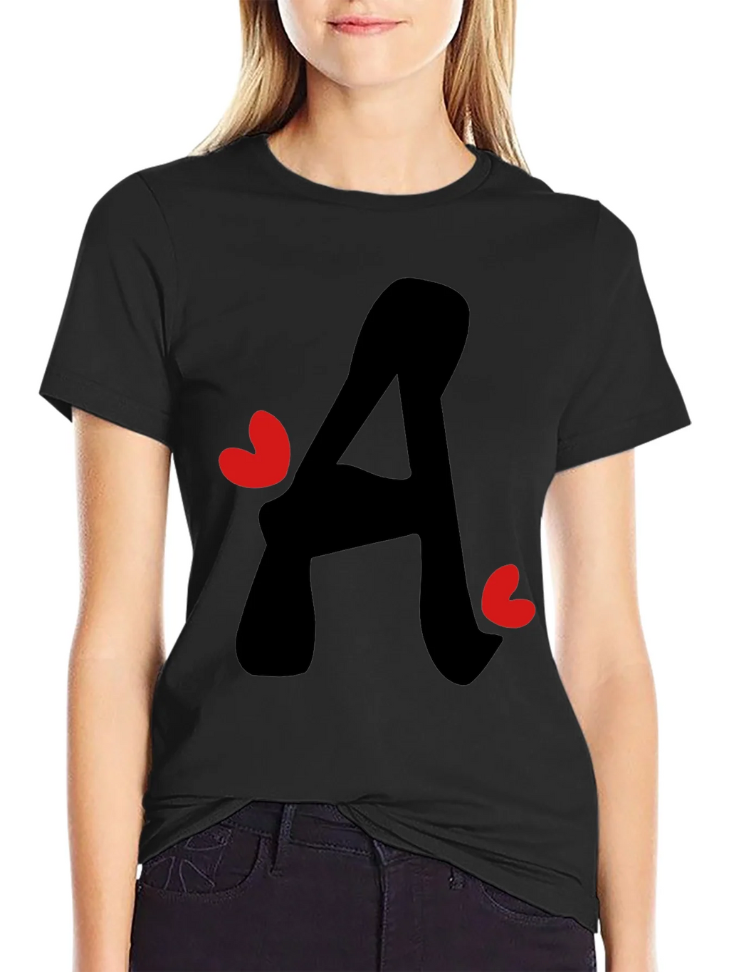 Letter A Heart Graphic Tee - Black T-Shirt product image 5