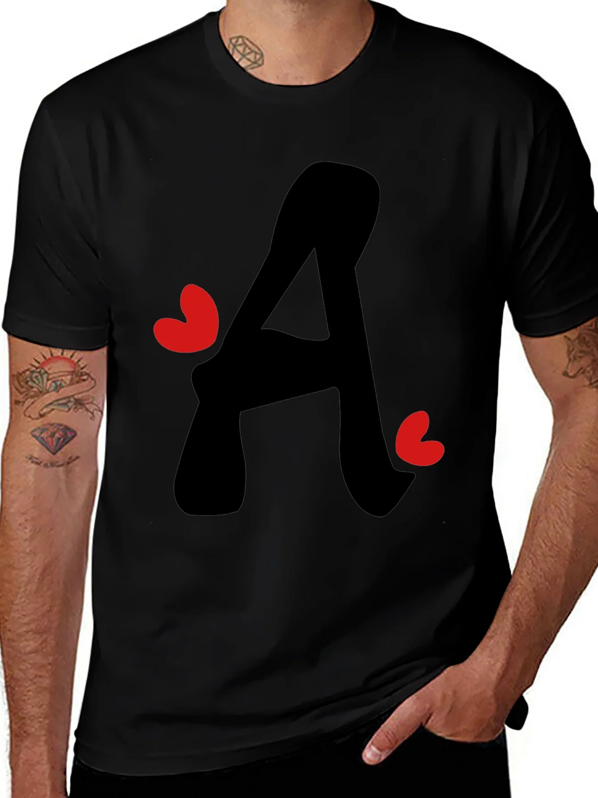 Letter A Heart Graphic Tee - Black T-Shirt product image 1