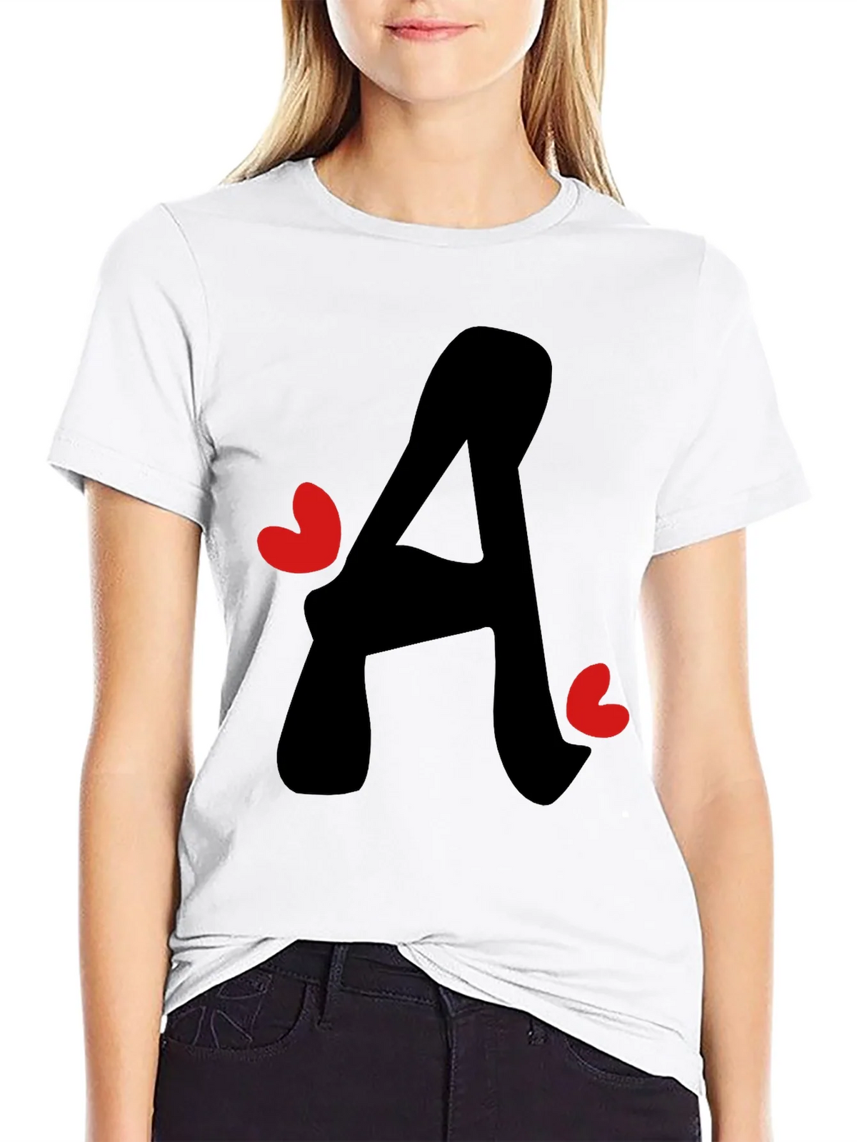 Letter A Heart Graphic Tee - Black T-Shirt product image 11