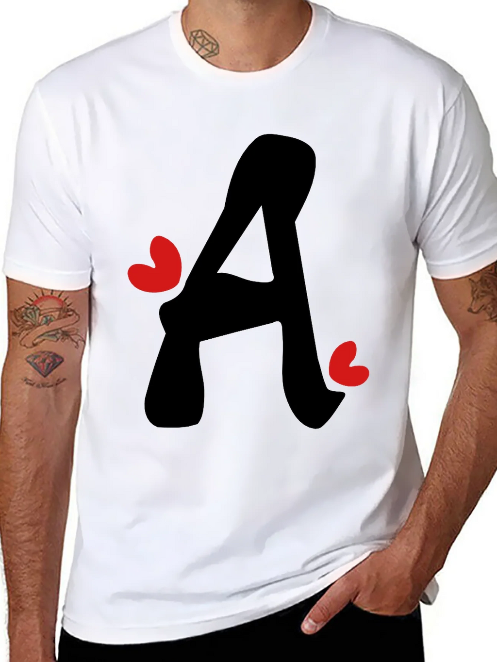 Letter A Heart Graphic Tee - Black T-Shirt product image 10