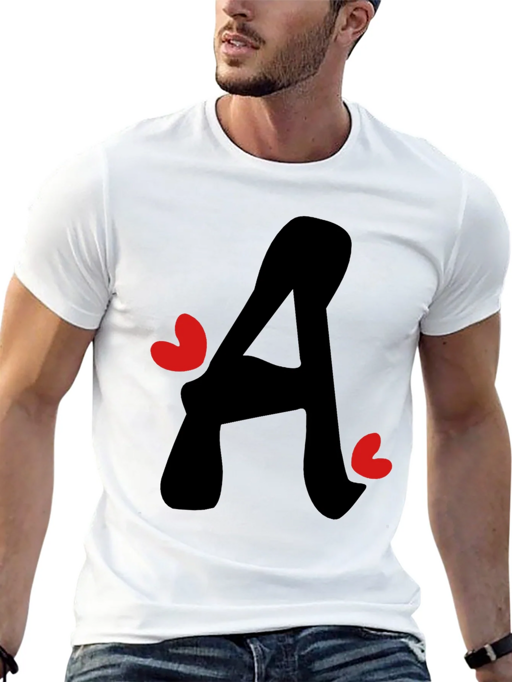 Letter A Heart Graphic Tee - Black T-Shirt product image 4