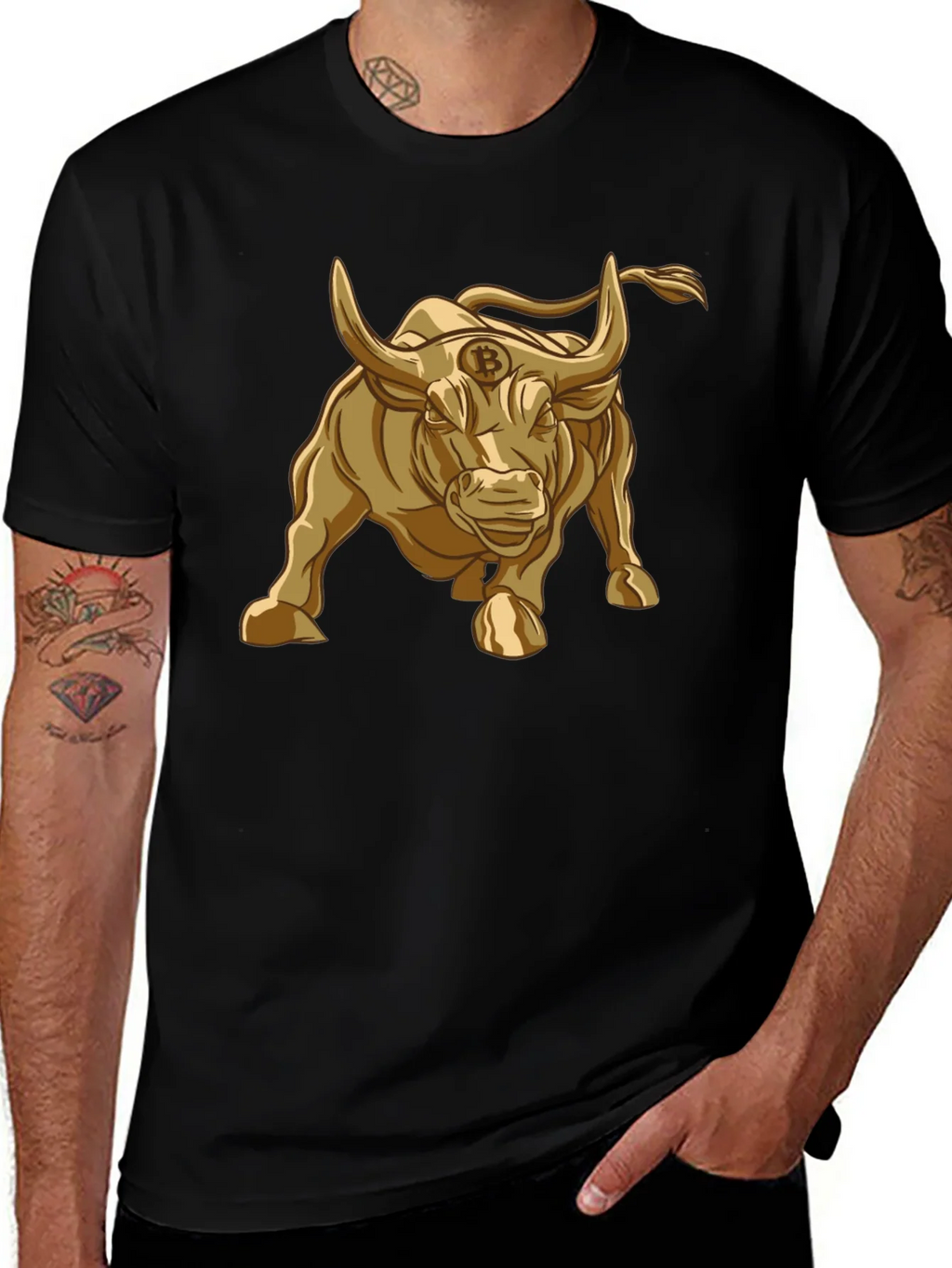 Bitcoin Bull T-Shirt - Golden Crypto Design product image 1
