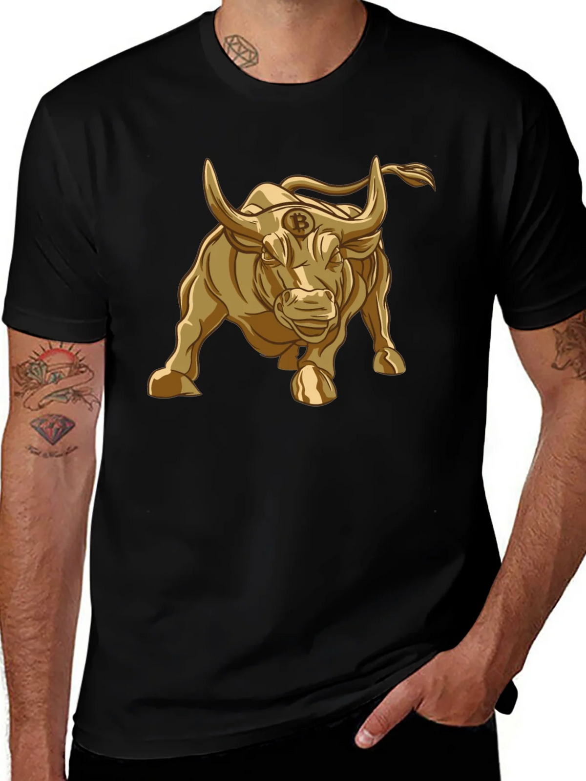 Bitcoin Bull T-Shirt - Golden Crypto Design product image 1