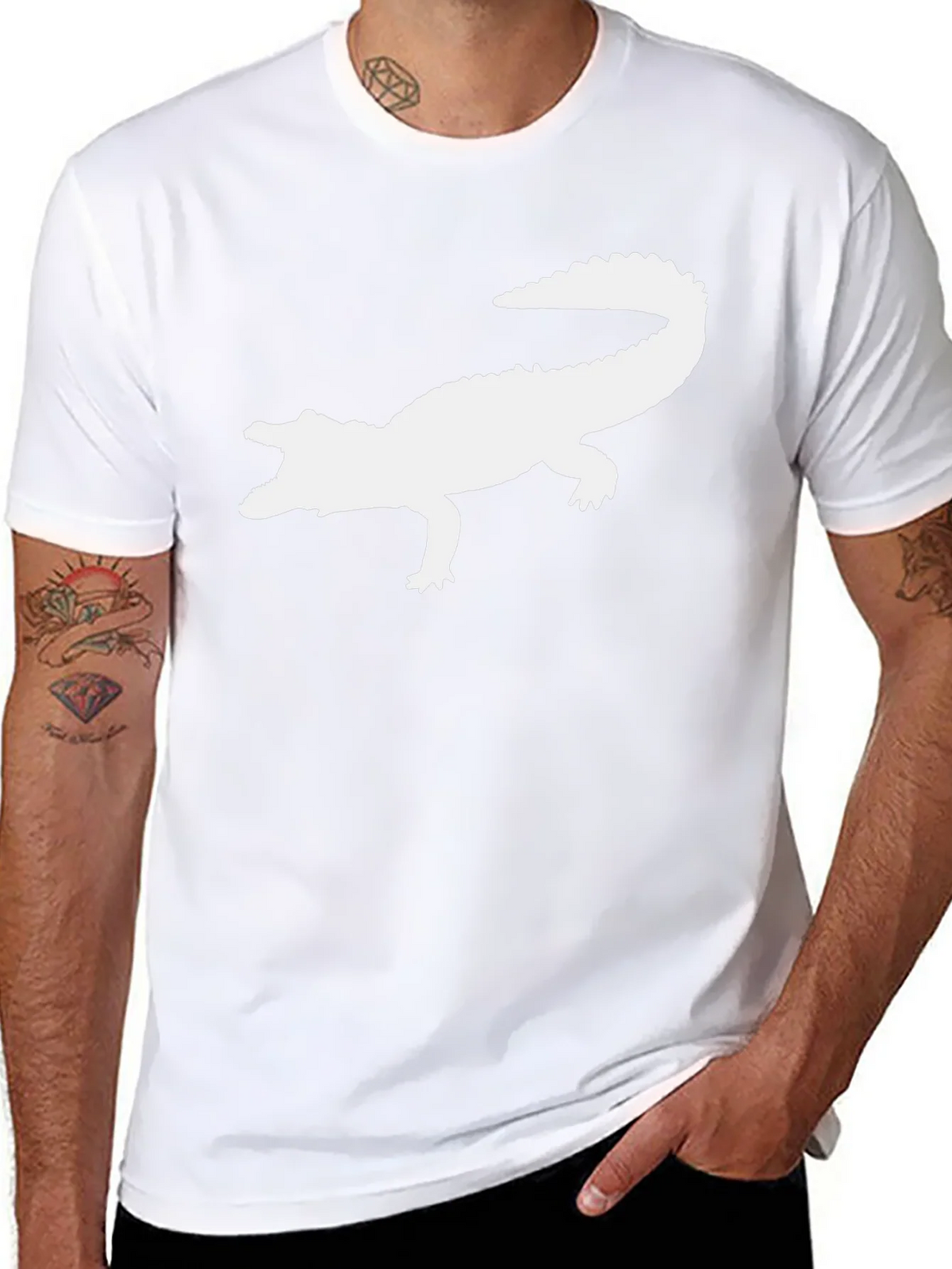 Crocodile Silhouette Graphic Tee - Black Cotton T-Shirt product image 9