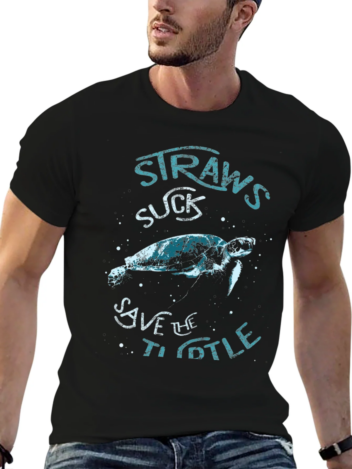 Straws Suck Save The Turtle T-Shirt product image 9
