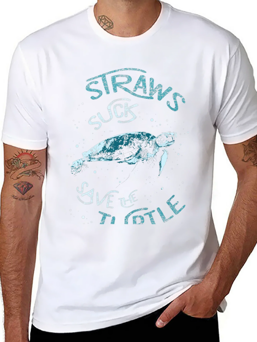 Straws Suck Save The Turtle T-Shirt product image 10