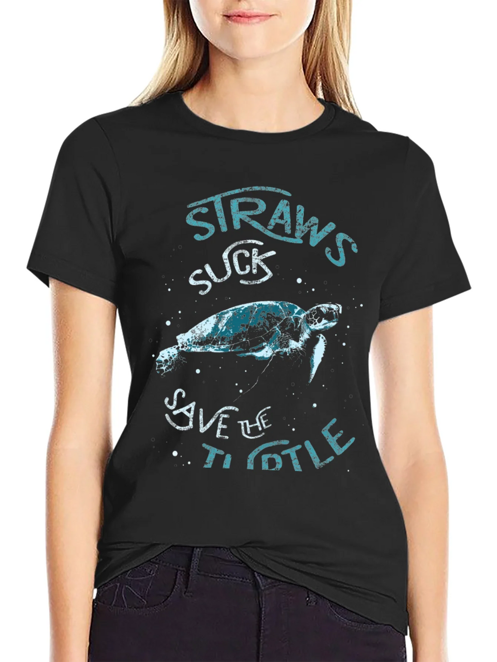 Straws Suck Save The Turtle T-Shirt product image 5