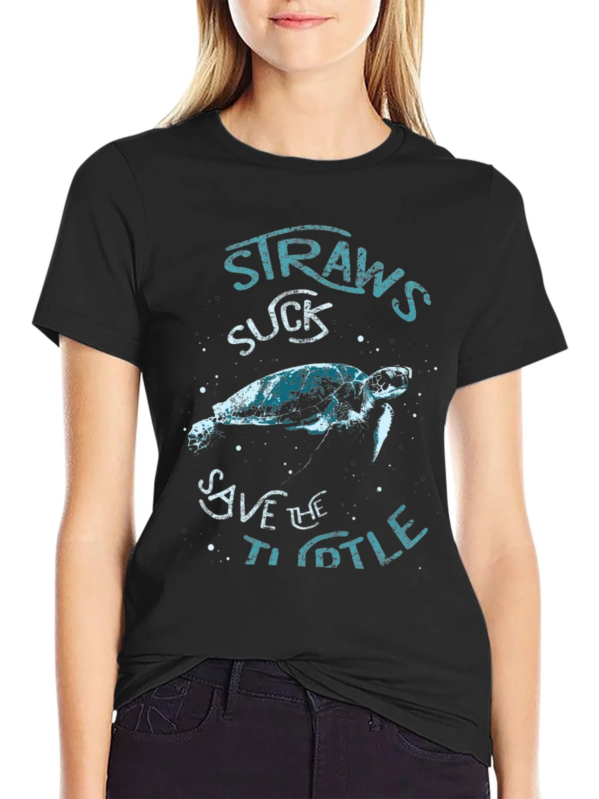 Straws Suck Save The Turtle T-Shirt product image 5