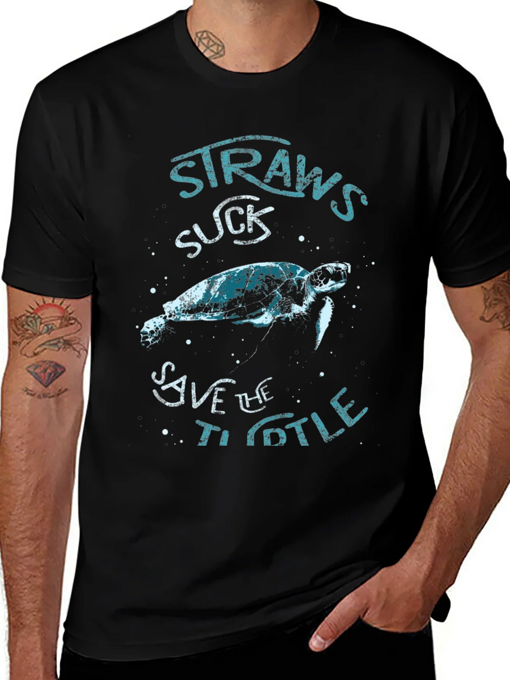 Straws Suck Save The Turtle T-Shirt product image 1