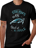 Straws Suck Save The Turtle T-Shirt product image 1