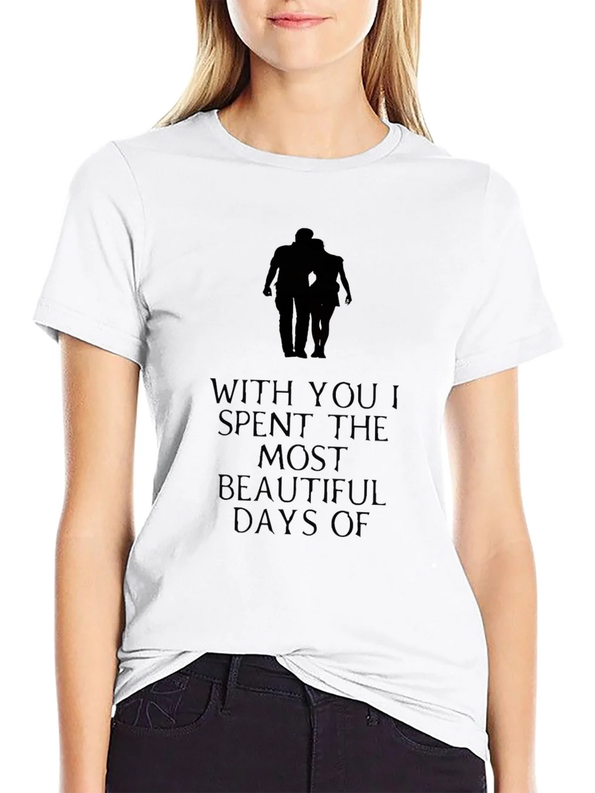 Romantic Couple Silhouette Graphic Tee - Black product image 11