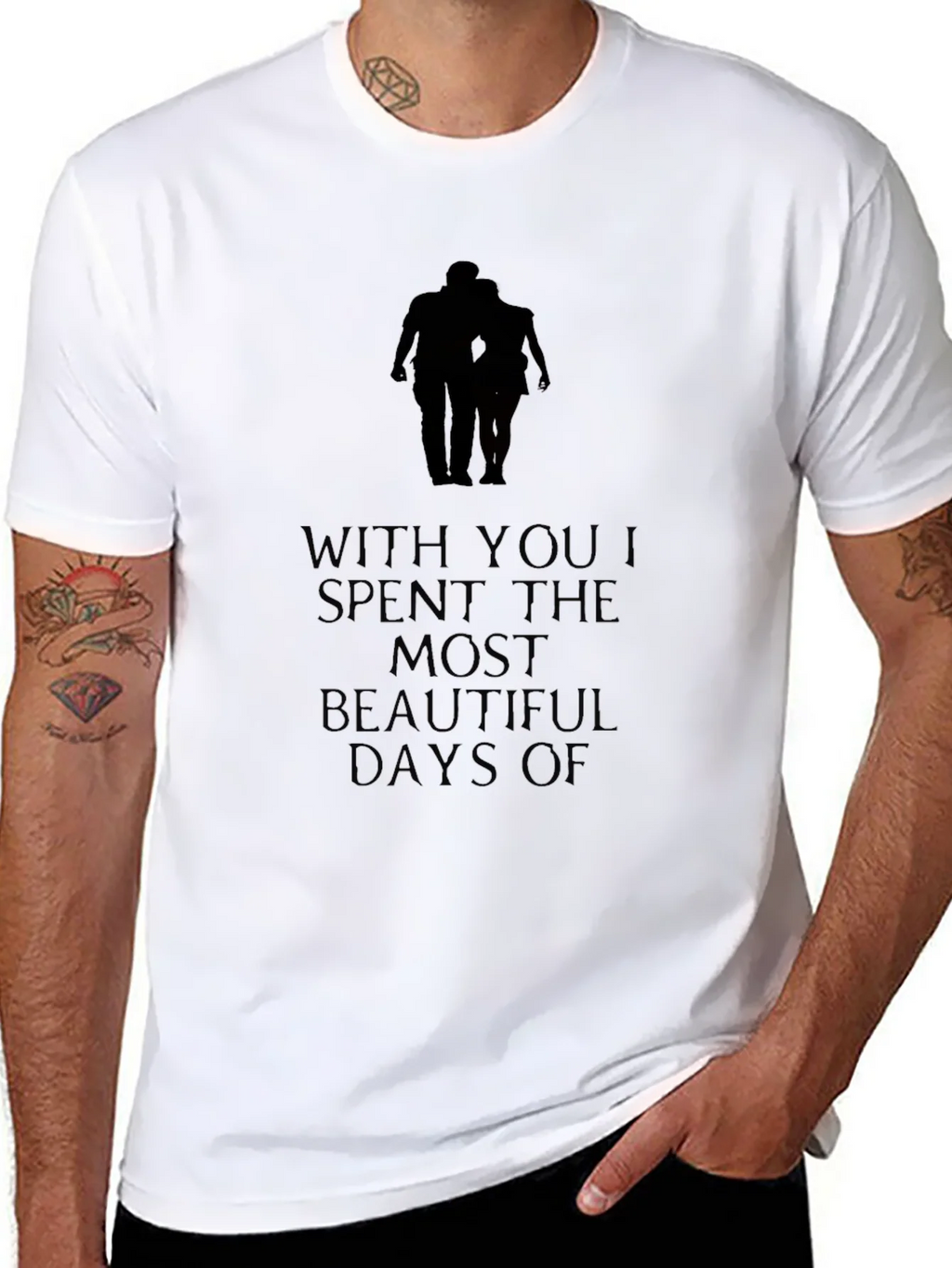 Romantic Couple Silhouette Graphic Tee - Black product image 10