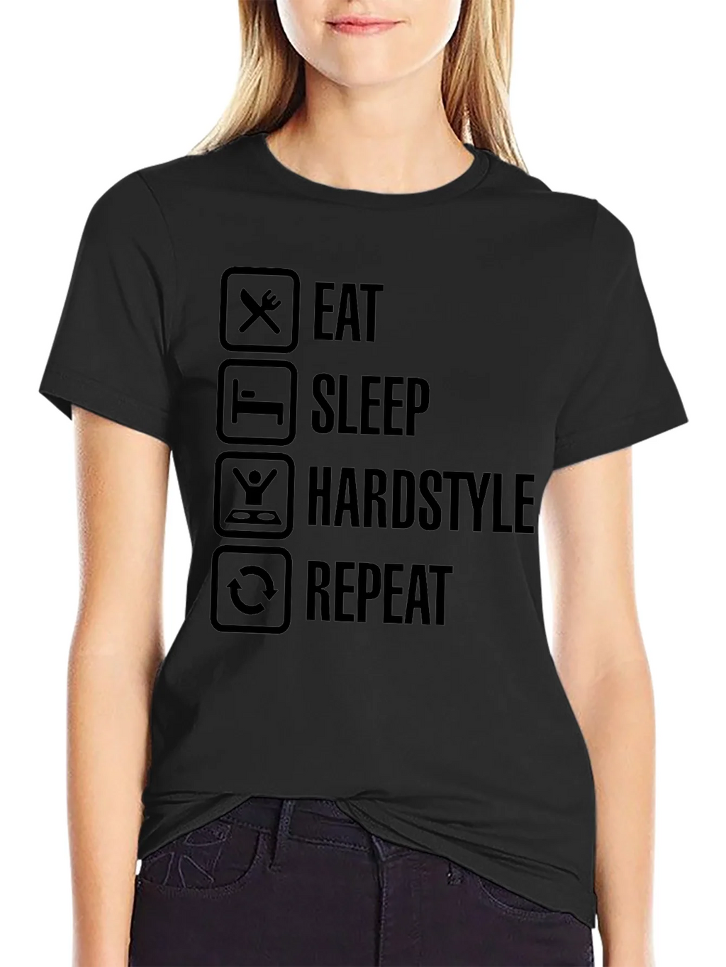 Eat Sleep Hardstyle Repeat Black Graphic Tee product image 5