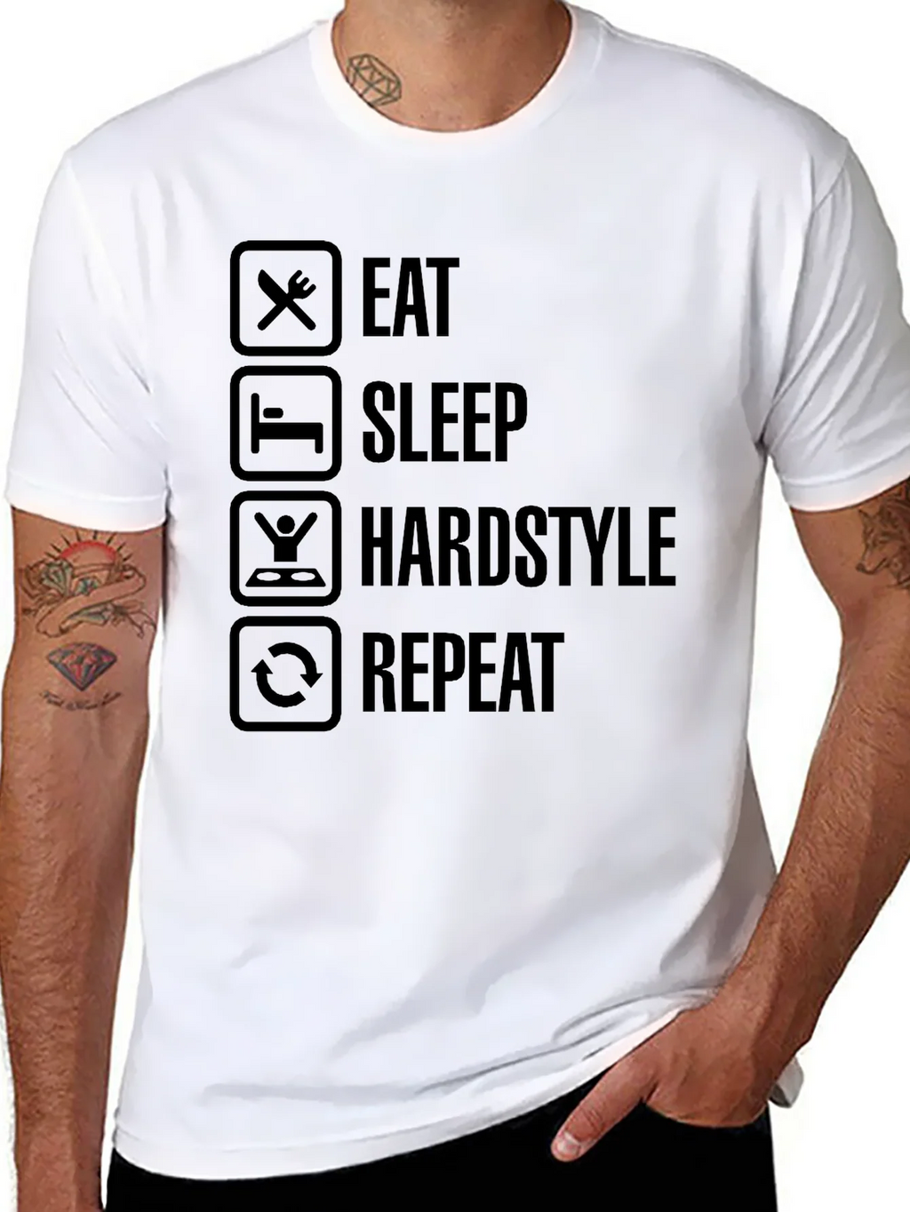 Eat Sleep Hardstyle Repeat Black Graphic Tee product image 10