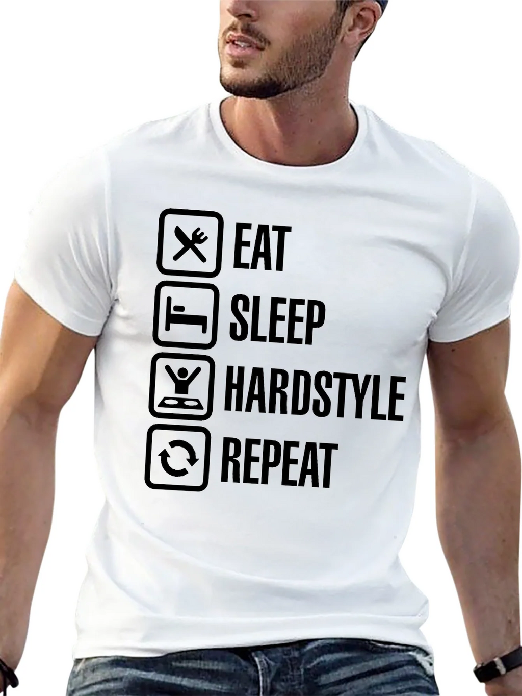 Eat Sleep Hardstyle Repeat Black Graphic Tee product image 4