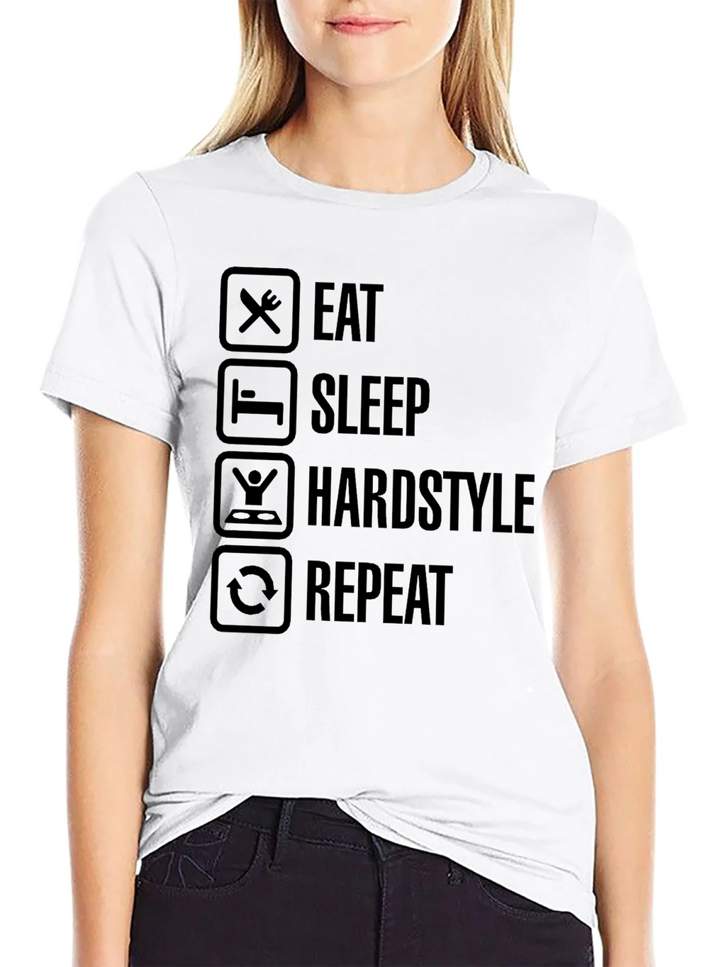 Eat Sleep Hardstyle Repeat Black Graphic Tee product image 11
