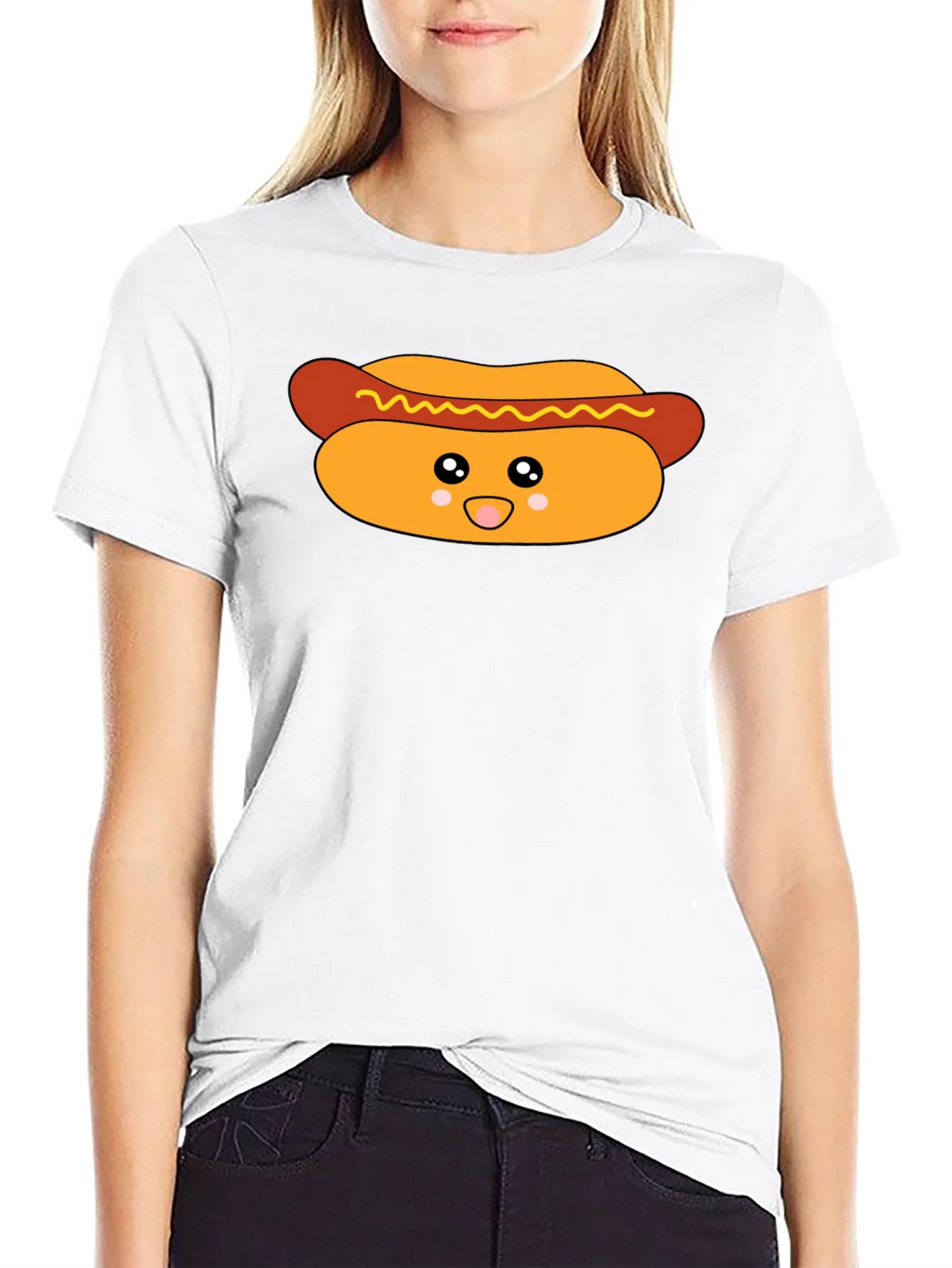 Cute Hot Dog Graphic T-Shirt - Black product image 11