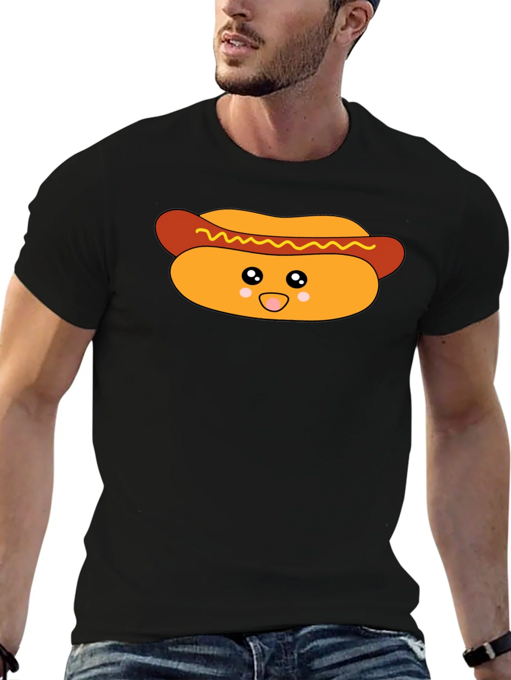 Cute Hot Dog Graphic T-Shirt - Black product image 9