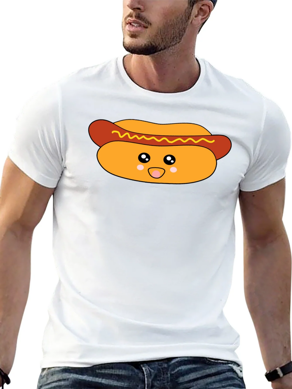 Cute Hot Dog Graphic T-Shirt - Black product image 4