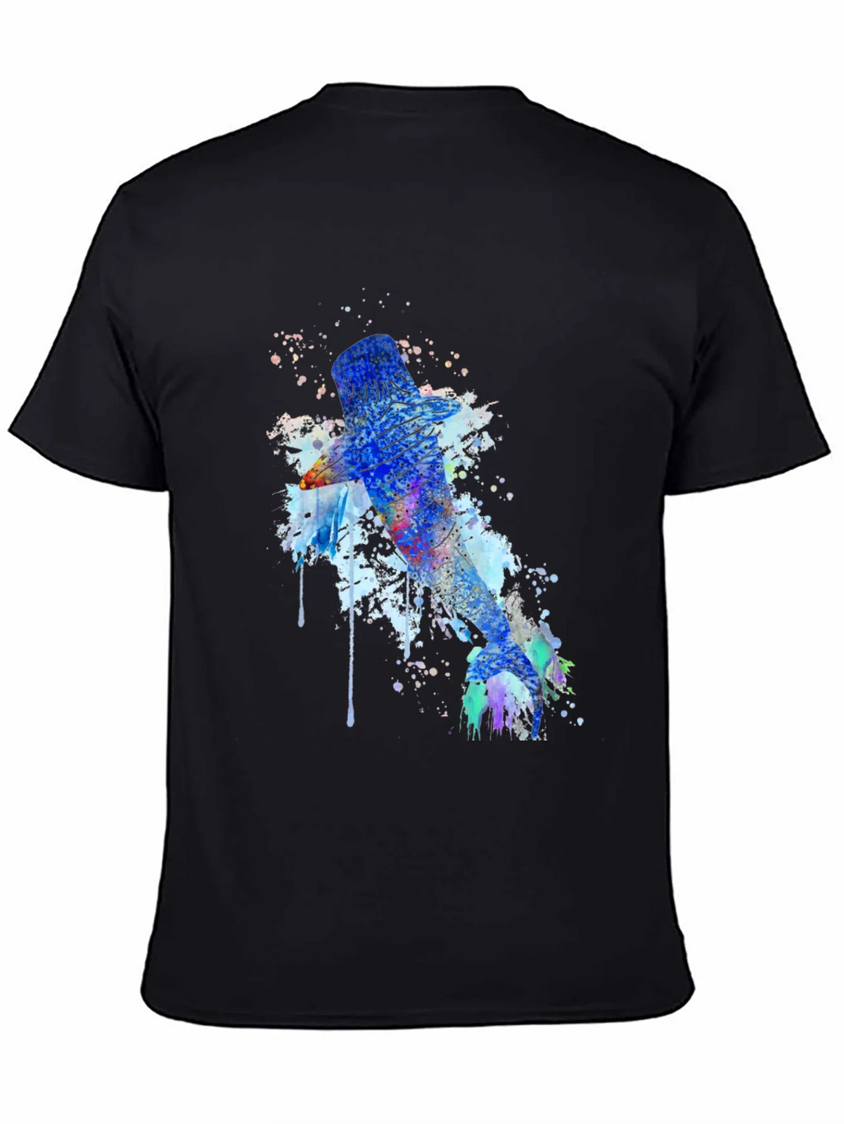 Watercolor Whale Shark Graphic Tee - Mens Black T-Shirt product image 7