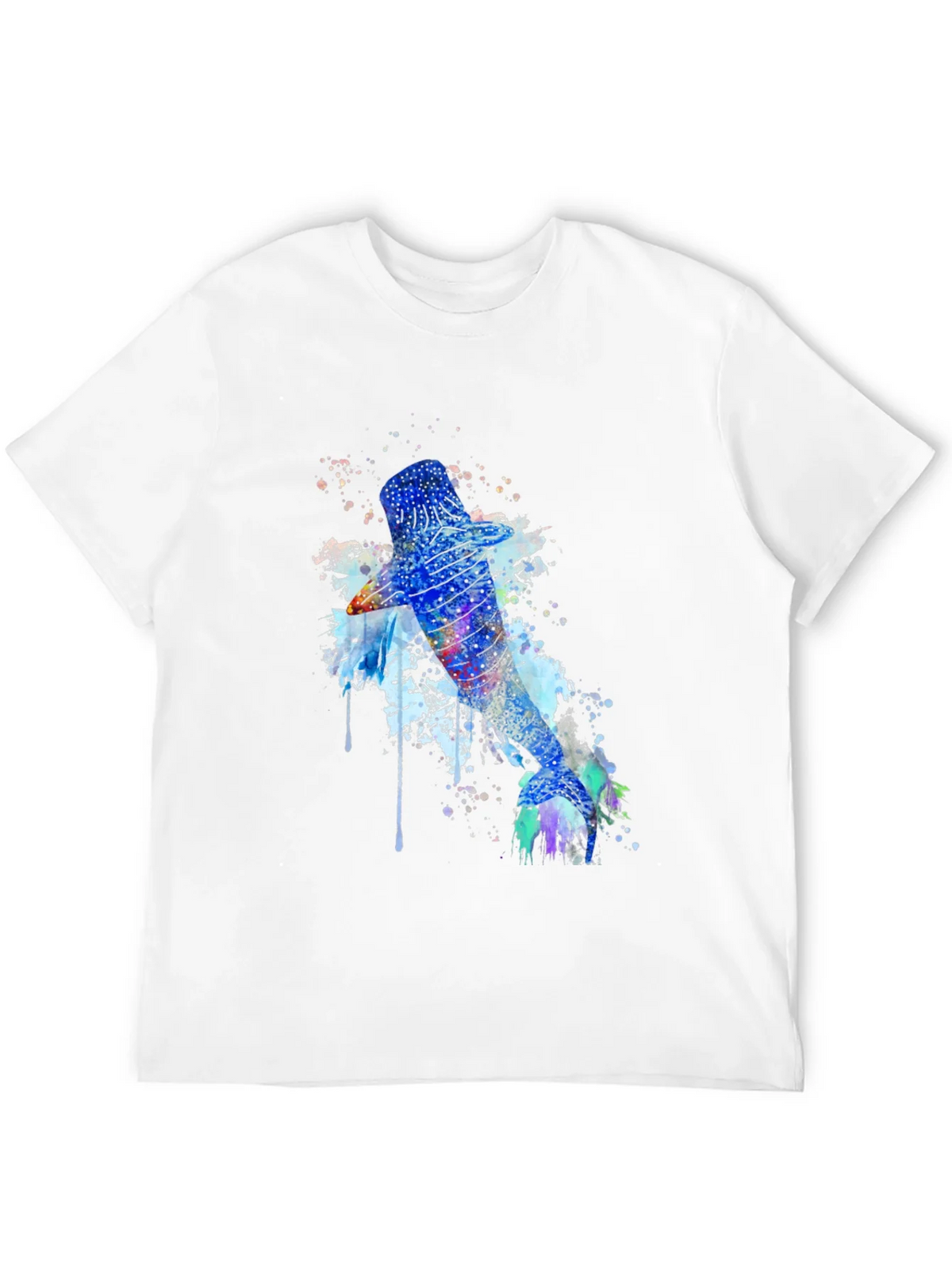 Watercolor Whale Shark Graphic Tee - Mens Black T-Shirt product image 3