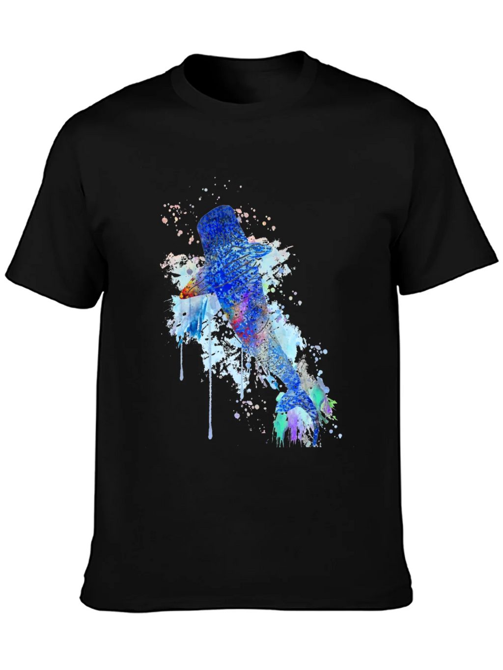 Watercolor Whale Shark Graphic Tee - Mens Black T-Shirt product image 6