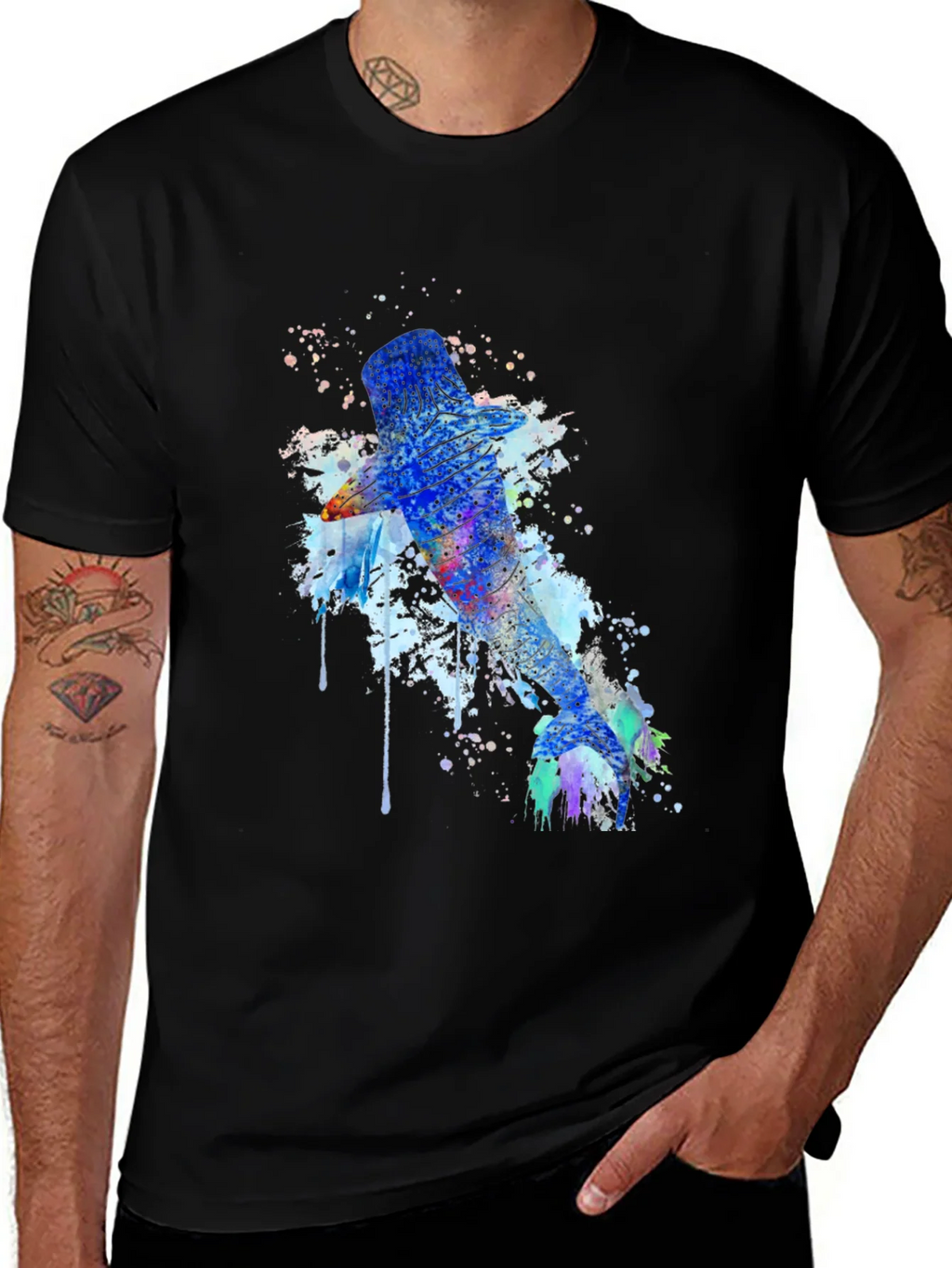 Watercolor Whale Shark Graphic Tee - Mens Black T-Shirt product image 1