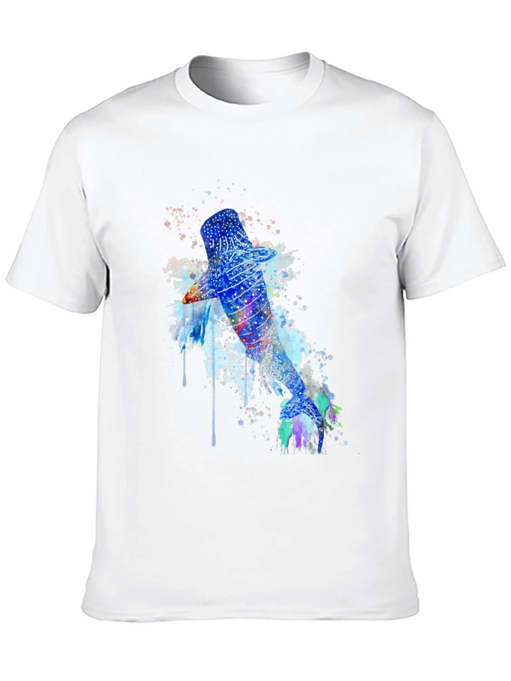 Watercolor Whale Shark Graphic Tee - Mens Black T-Shirt product image 12
