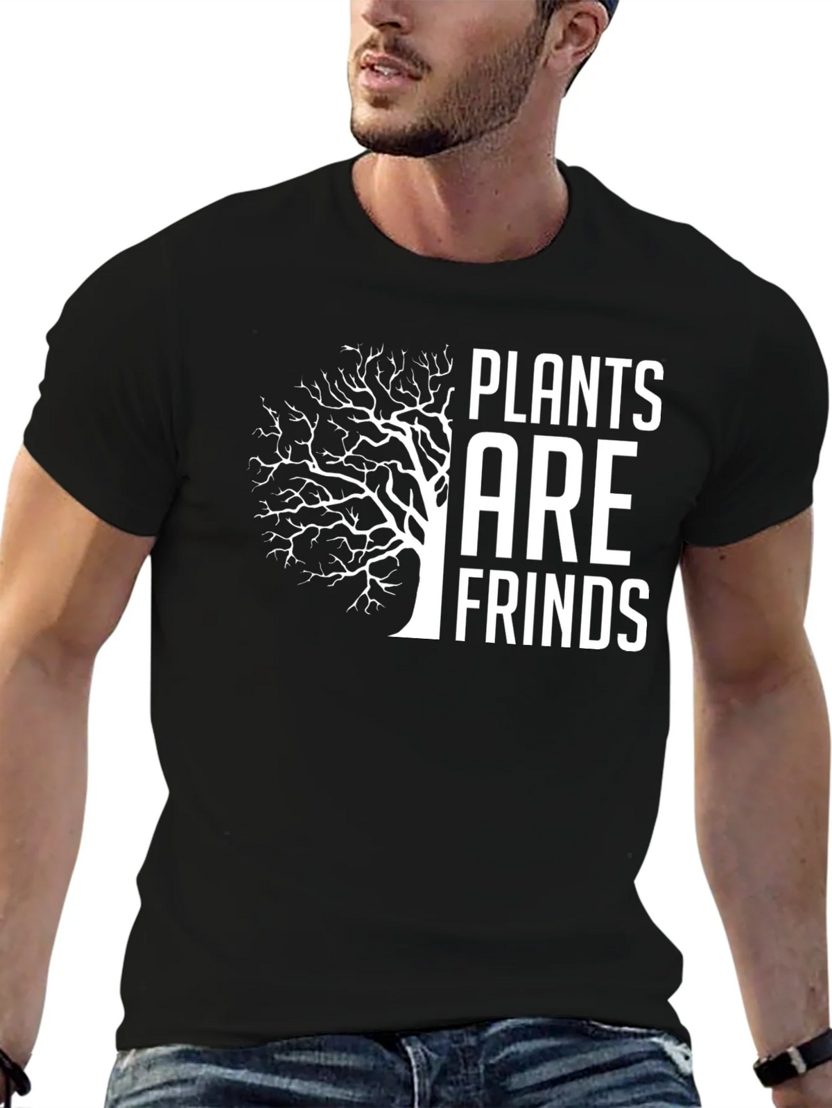 Plants Are Friends Graphic Tee - Black Cotton Casual product image 1