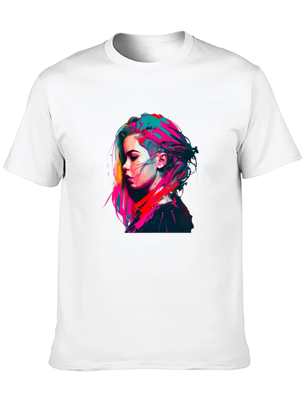 Colorful Pop Art Womans Portrait Black T-Shirt product image 12
