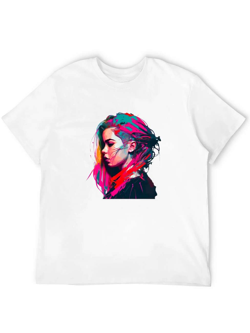 Colorful Pop Art Womans Portrait Black T-Shirt product image 3