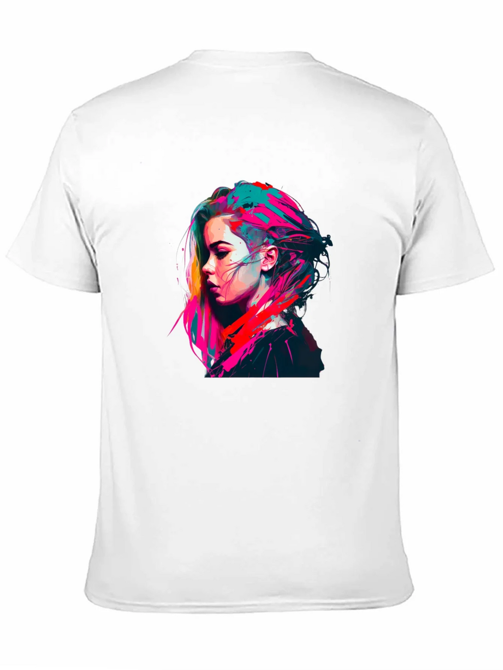 Colorful Pop Art Womans Portrait Black T-Shirt product image 2