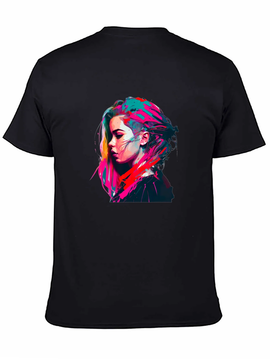 Colorful Pop Art Womans Portrait Black T-Shirt product image 7