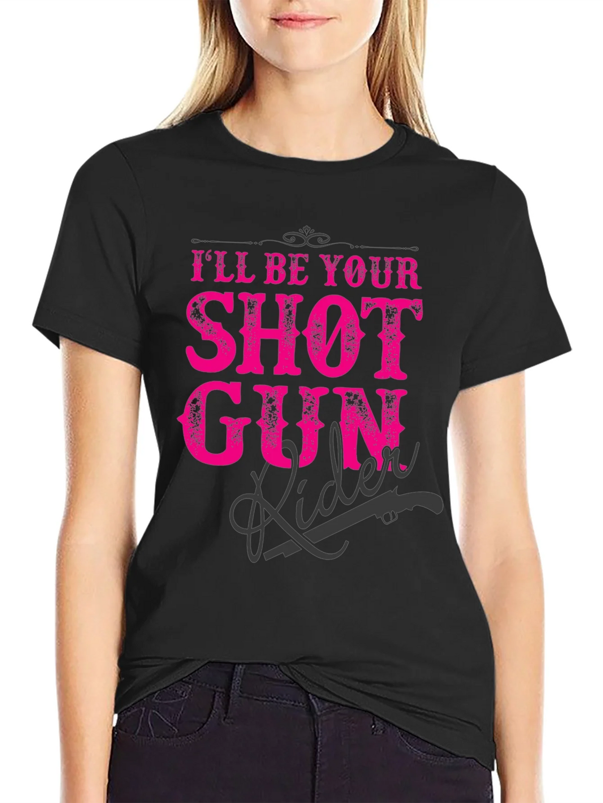 Shotgun Rider Graphic T-Shirt - Black Crew Neck Tee product image 3