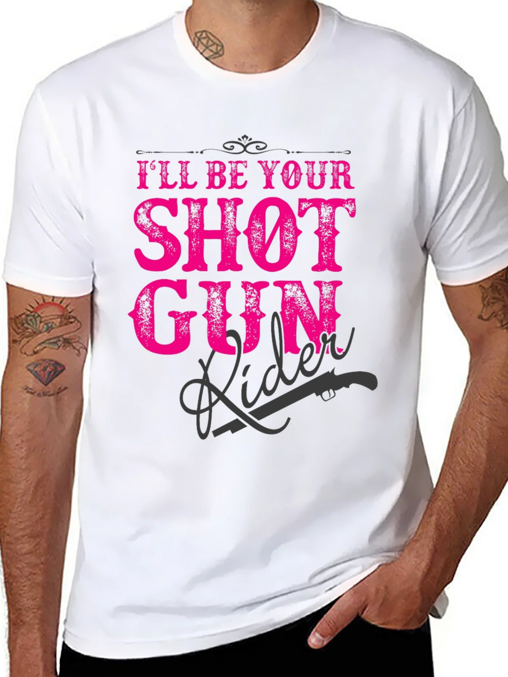 Shotgun Rider Graphic T-Shirt - Black Crew Neck Tee product image 6