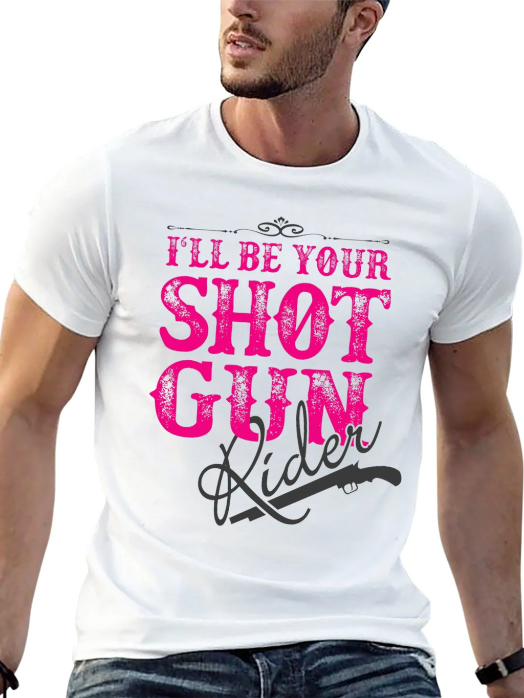 Shotgun Rider Graphic T-Shirt - Black Crew Neck Tee product image 2