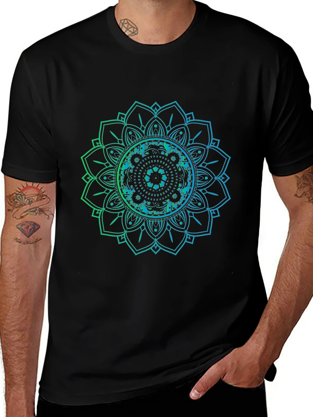 Mandala Graphic Print Black T-Shirt product image 1