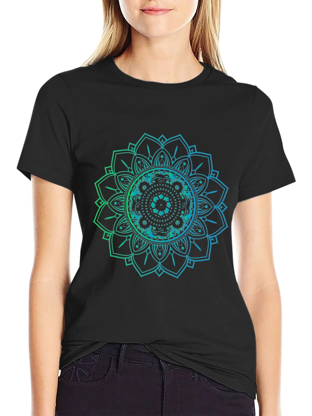 Mandala Graphic Print Black T-Shirt product image 5