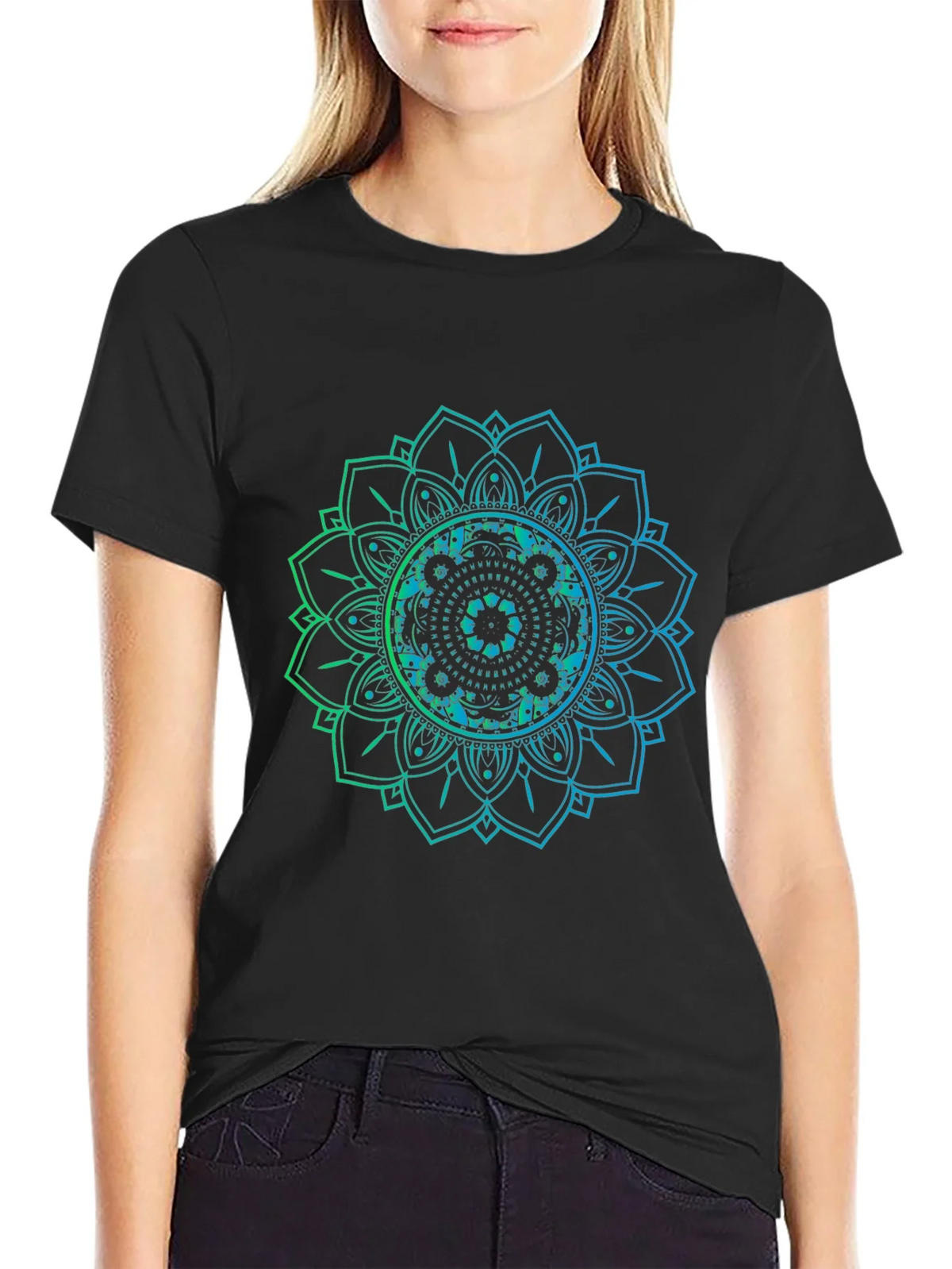 Mandala Graphic Print Black T-Shirt product image 5